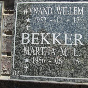BEKKER Wynand Willem 1952- &amp; Martha M.L. 1956-
