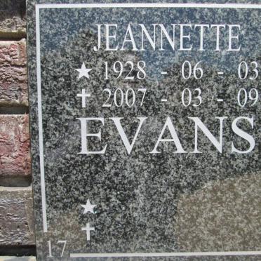 EVANS Jeannette 1928-2007