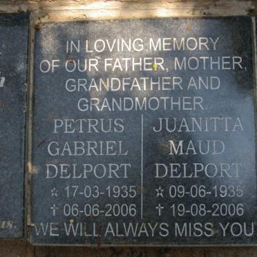 DELPORT Petrus Gabriel 1935-2006 &amp; Juanitta Maud 1935-2006