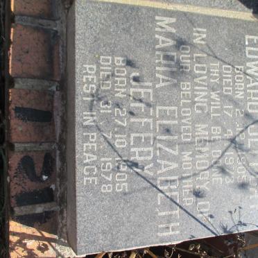 JEFFERY Edward 1905-1973 &amp; Maria Elizabeth 1905-1978