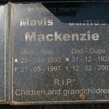 MACKENZIE James 1928-2003 &amp; Mavis 1930-1997