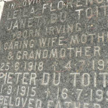 TOIT Pieter, du 1915-1995 &amp; Leila Florence Janet IRVING 1918-1992