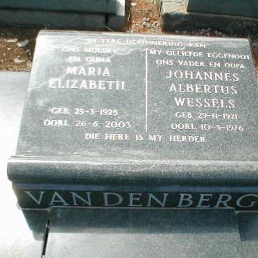 BERG Johannes Albertus Wessels, van den 1921-1976 &amp; Maria Elizabeth 1925-2003