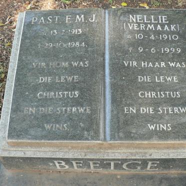 BEETGE F.M.J. 1913-1984 &amp; Nellie VERMAAK 1910-1999