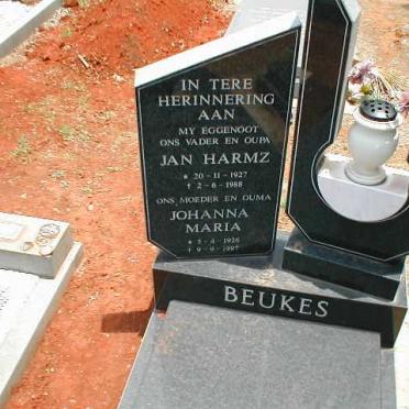 BEUKES Jan Harmz 1927-1988 &amp; Johanna Maria 1926-1997