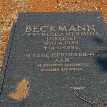 BECKMANN Gertruida Hermina 1934-1986