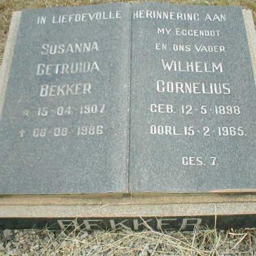 BEKKER Wilhelm Cornelius 1898-1965 &amp; Susanna Getruida 1907-1986