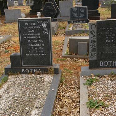 BOTHA Oscar 1913-1985 &amp; Johanna Elizabeth 1916-1994