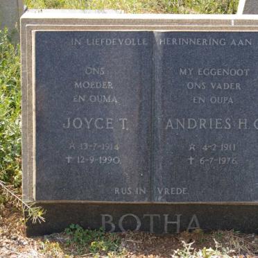 BOTHA Andries H.G. 1911-1976 &amp; Joyce T. 1914-1990