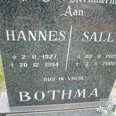 BOTHMA Hannes 1927-1994 &amp; Sally 1925-2000
