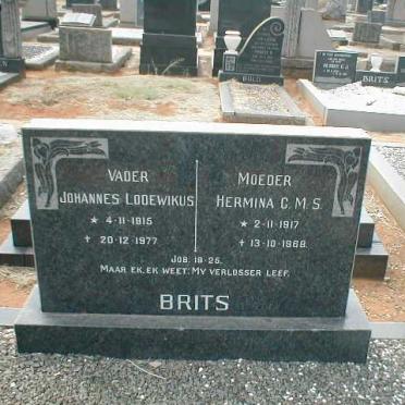 BRITS Johannes Lodewikus 1915-1977 &amp; Hermina C.M.S. 1917-1968