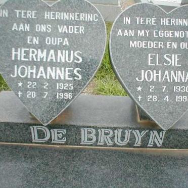 BRUYN Hermanus Johannes, de 1925-1996 &amp; Elsie Johanna 1930-1992