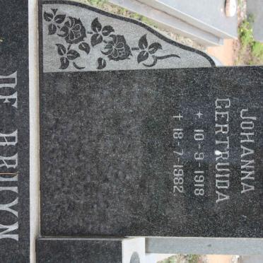 BRUYN Johanna Gertruida, de 1918-1982