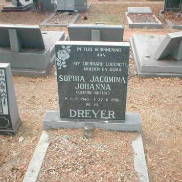 DREYER Sophia Jacomina Johanna nee BOTHA 1945-1986