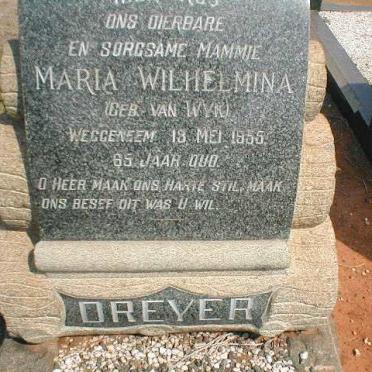DREYER Maria Wilhelmina nee VAN WYK -1955