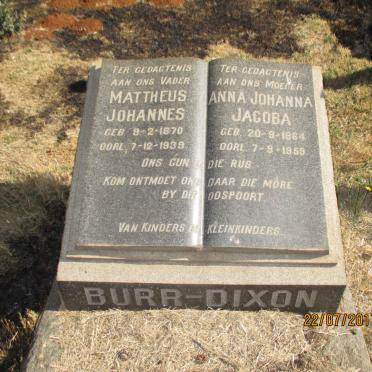 DIXON Mattheus Johannes, BURR 1870-1939 &amp; Anna Johanna Jacoba 1864-1959