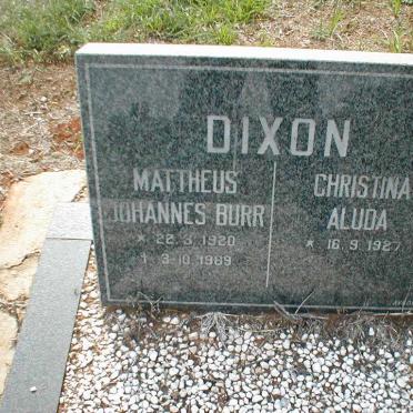 DIXON Mattheus Johannes Burr 1920-1989 &amp; Christina Aluda 1927-
