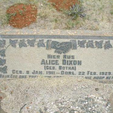 DIXON Alice nee BOTHA 1911-1929