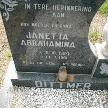DITTMER Janetta Abrahamina 1924-1991