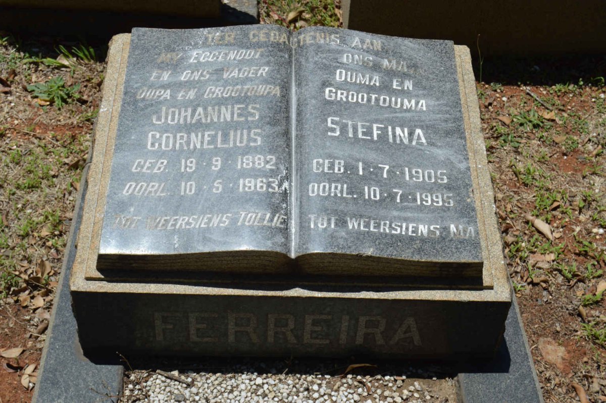 FERREIRA Johannes Cornelius 1882-1963 &amp; Stefina 1905-1995