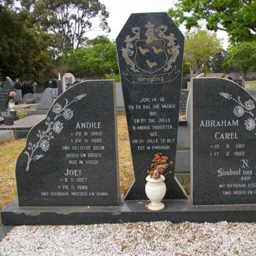 GREYLING Abraham Carel 1919-1983 &amp; Joey 1927-1998 :: GREYLING Andre 1960-1995
