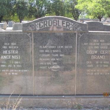 GROBLER Douw Gert Brand 1895-1961 &amp; Hester Angenist 1904-1981