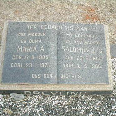 GREYLING Salomon J.C. 1901-1966 &amp; Maria A. 1905-1971