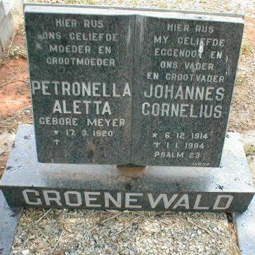 GROENEWALD Johannes Cornelius 1914-1984 &amp; Petronella Aletta MEYER 1920-