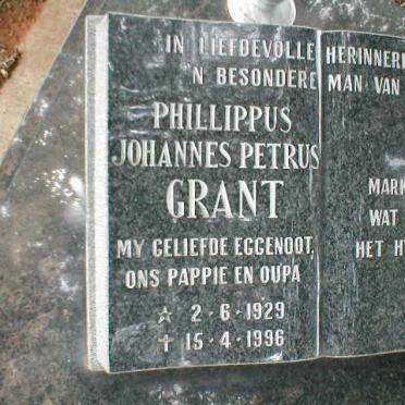GRANT Phillippus Johannes Petrus 1929-1996