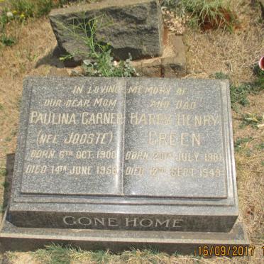 GREEN Harry Henry 1901-1949 &amp; Paulina Garner JOOSTE 1900-1956