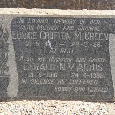 GREEN Eunice Crofton M. 1883-1956 :: ARTUS Gerald N.V. 1916-1962