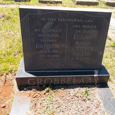 GROBBELAAR David M. 1899-1958 &amp; Elsabe Maria STEVENS 1910-1980