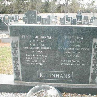 KLEINHANS Pieter A. 1910-1981 &amp; Elice Johanna 1916-1991
