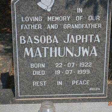 MATHUNJWA Basoba Japhta 1922-1999