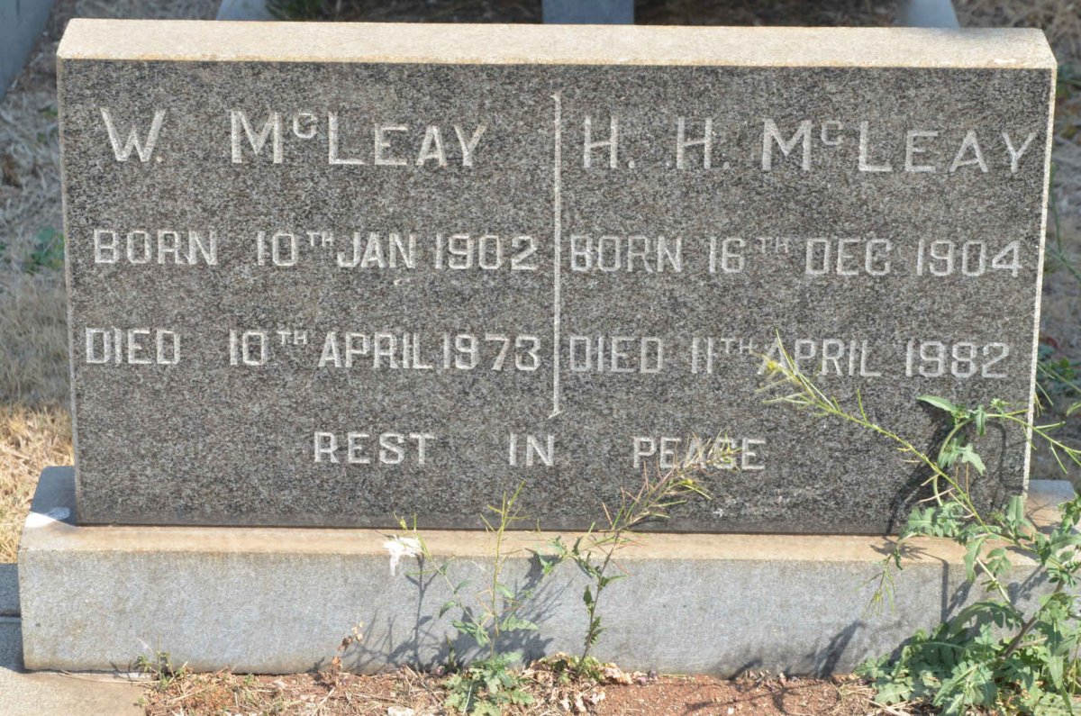 McLEAY W. 1902-1973 &amp; H.H. 1904-1982