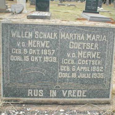 MERWE Willem Schalk, v.d. 1857-1939 &amp; Martha Maria COETSER 1862-1935