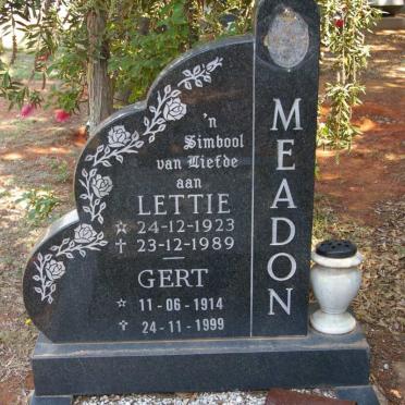 MEADON Gert 1914-1999 &amp; Lettie 1923-1989