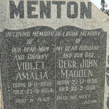 MENTON Cecil John Madden 1896-1953 &amp; Violet Amalia 1903-1954