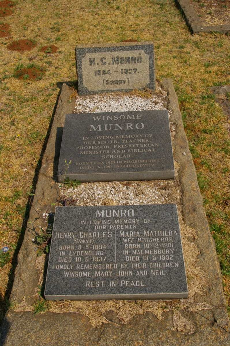 MUNRO Henry Charles 1894-1937 &amp; Maria Mathilda BORCHERDS 1901-1992 :: MUNRO H.C. 1894-1937 :: MUNRO Winsome 1925-1994