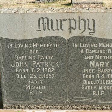 MURPHY John Patrick 1882-1957 &amp; Mary BARRY 1881-1951