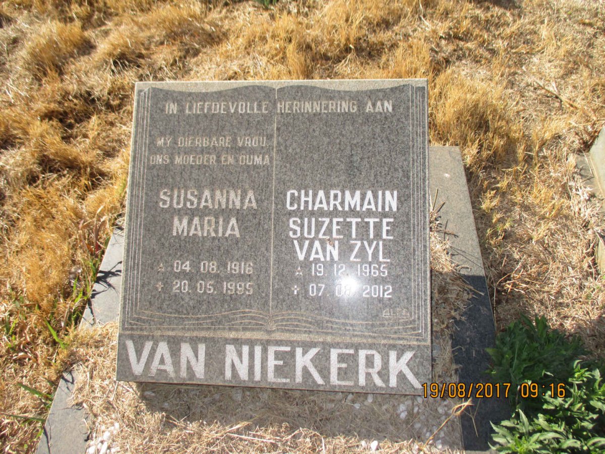 NIEKERK Susanna Maria, van 1916-1995 :: ZYL Charmain Suzette, van 1965-2012