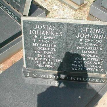 NIEUWENHUIZEN Josias Johannes, J.v. 1913-1979 &amp; Gezina Johanna 1930-1983