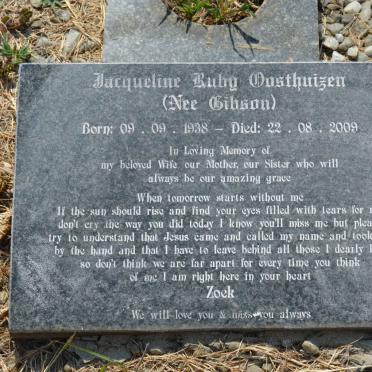 OOSTHUIZEN Jacqueline Ruby nee GIBSON 1938-2009