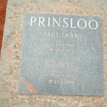 PRINSLOO Paul Frans 1906-1976 &amp; Toets 1917-1989
