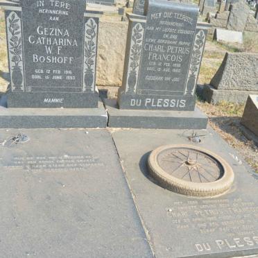 PLESSIS Charl Petrus Francois, du 1908-1952 &amp; Gezina Catharina W.F. BOSHOFF 1916-1993