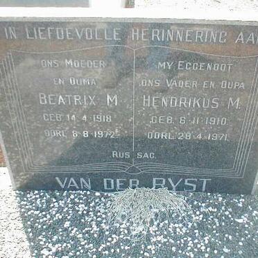 RYST Hendrikus M., van der 1910-1971 &amp; Beatrix M. 1918-1972
