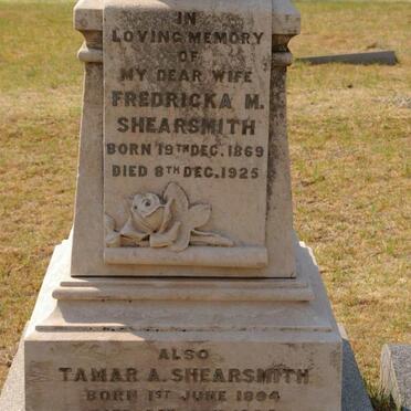 SHEARSMITH Fredricka M. 1869-1925 :: SHEARSMITH Tamar A. 1894-1895