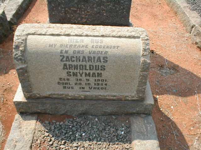 SNYMAN Zacharias Arnoldus 1901-1954