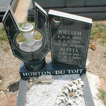 HORTON William 1909-1989 :: DU TOIT Aletta 1915 -2000