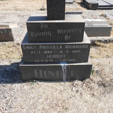 HINDLE Herbert 1878-1966 &amp; Emily Priscilla Richmond 1882-1964